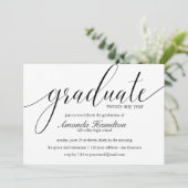 Zwart Witte typografie Afstudeer Uitnodiging (Staand voorkant)