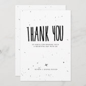 Zwart-witte typografie Splatter Dank u Bedankkaart (Voorkant / Achterkant)