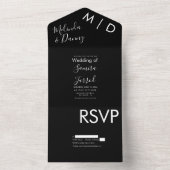 Zwart-witte typografie uitnodiging all-in-one (Binnen)