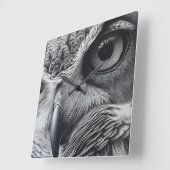 Zwart-witte uil gezicht vierkante klok (Hoek)