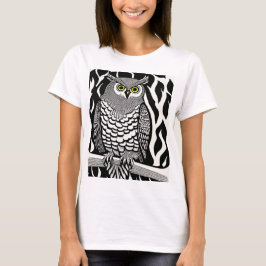 Zwart-witte Uil met Gele Ogen T-shirt