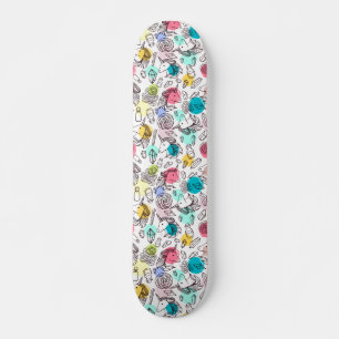 Zwart-witte Unicorn-schets - kleurrijke pooldots Persoonlijk Skateboard