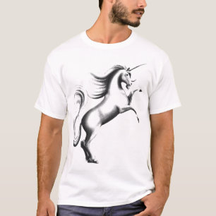 Zwart-witte unicorn t-shirt