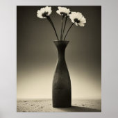 Zwart-witte vaas en bloemen poster (Voorkant)