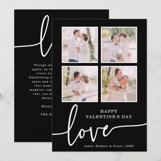 Zwart-witte Valentijnsdag Kaart (Voorkant / Achterkant)