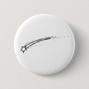 Zwart-witte Vallend ster Ronde Button 5,7 Cm