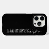 Zwart Witte Varsity College Monogram Script Naam Case-Mate iPhone Case (Achterkant (horizontaal))