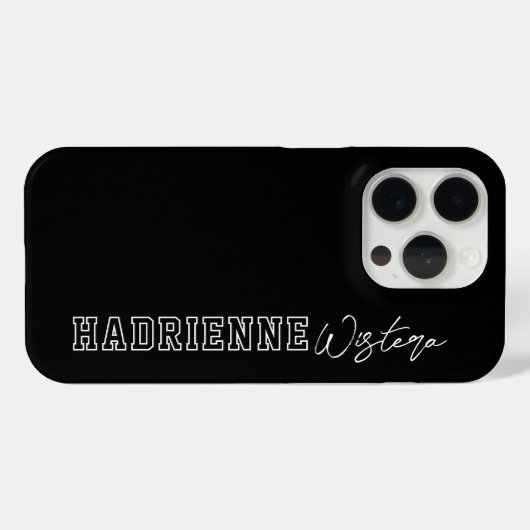 Zwart Witte Varsity College Monogram Script Naam Case-Mate iPhone Case (Achterkant (horizontaal))