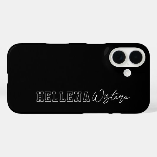 Zwart Witte Varsity College Monogram Script Naam Case-Mate iPhone Case (Achterkant (horizontaal))