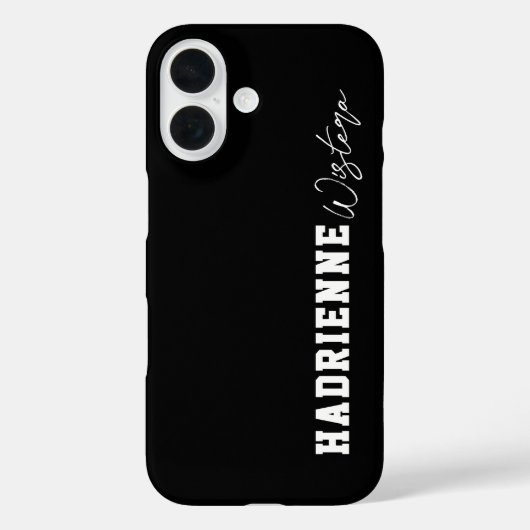 Zwart Witte Varsity College Monogram Script Naam Case-Mate iPhone Case (Achterkant)