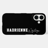 Zwart Witte Varsity College Monogram Script Naam Case-Mate iPhone Case (Achterkant (horizontaal))