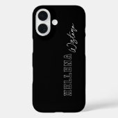 Zwart Witte Varsity College Monogram Script Naam Case-Mate iPhone Case (Achterkant)