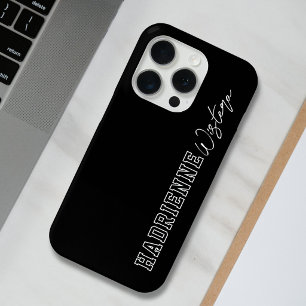 Zwart Witte Varsity College Monogram Script Naam iPhone 15 Pro Case