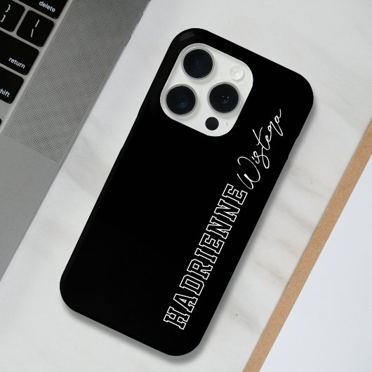 Zwart Witte Varsity College Monogram Script Naam Case-Mate iPhone Case