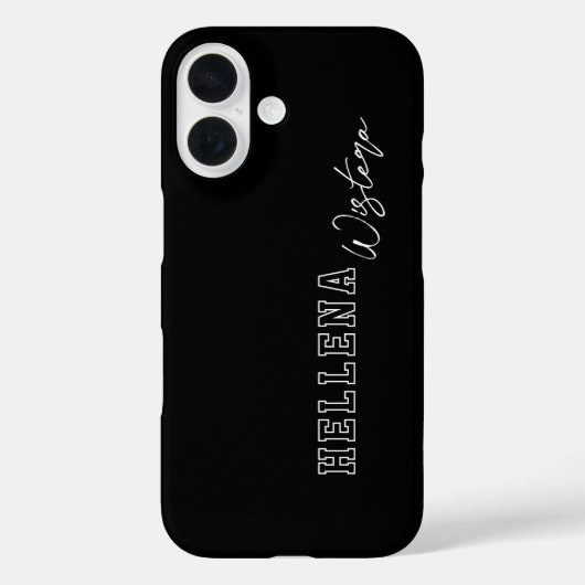 Zwart Witte Varsity College Monogram Script Naam Case-Mate iPhone Case (Achterkant)