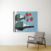 Zwart-witte vazen met rode bloemen wandkleed (In Situ (horizontaal))