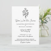 Zwart-witte ventilator Bouquet Boho minimal Kaart (Staand voorkant)