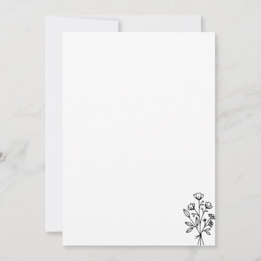 Zwart-witte ventilator Bouquet Boho minimal Kaart (Achterkant)