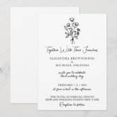 Zwart-witte ventilator Bouquet Boho minimal Kaart (Voorkant / Achterkant)