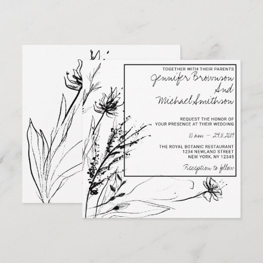 Zwart-witte ventilatorschets Botanisch Kaart (Voorkant / Achterkant)