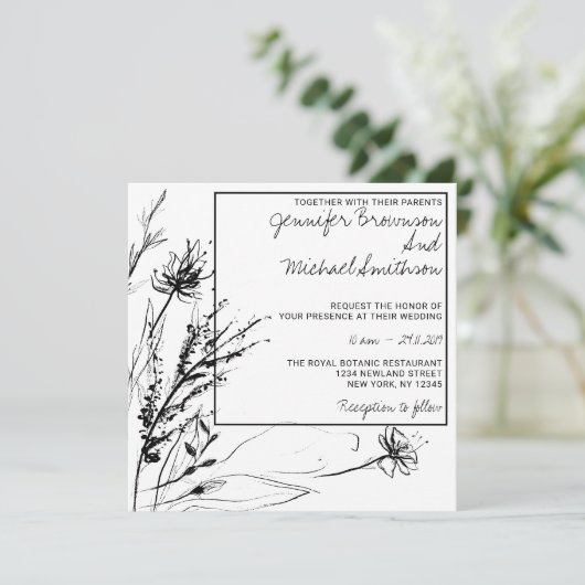 Zwart-witte ventilatorschets Botanisch Kaart (Staand voorkant)