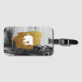 Zwart-witte verf met gepersonaliseerd monogram Lug Bagagelabel (Voorkant (horizontaal))