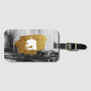 Zwart-witte verf met gepersonaliseerd monogram Lug Bagagelabel
