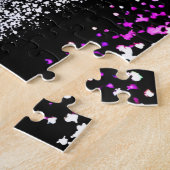 Zwart-witte verf met roze bos pad legpuzzel (Zijkant)
