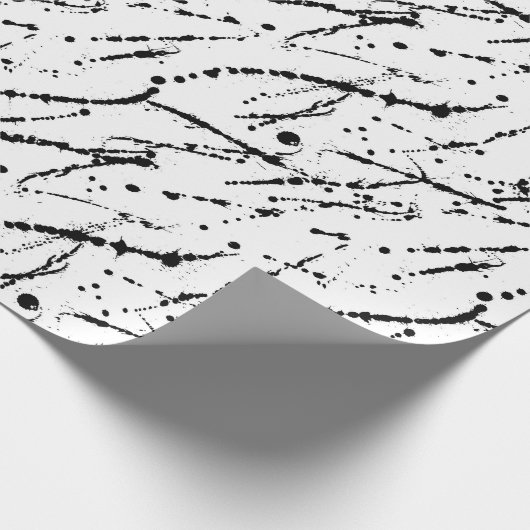Zwart-witte verfinkspleet cadeaupapier (Hoek)