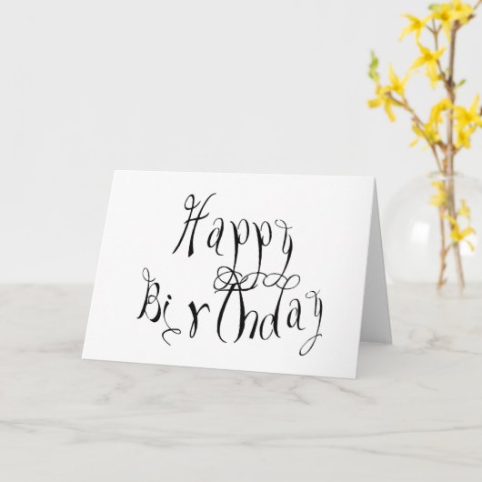 Zwart-witte verjaardagskaart kaart (Gele Bloem)