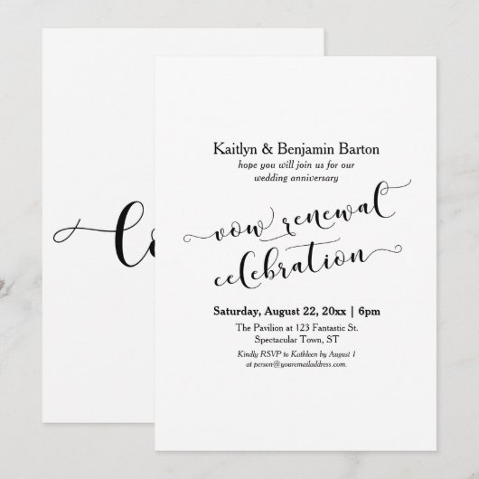 Zwart Witte Verloofdag Vernieuwingsviering Jubileu Kaart (Voorkant / Achterkant)