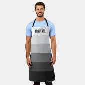Zwart-witte verloopstrepen met aangepaste naam schort (Gedragen)