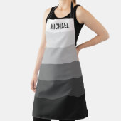 Zwart-witte verloopstrepen met aangepaste naam schort (Insitu)