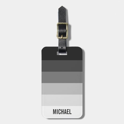Zwart-witte verloopstrepen met naam bagagelabel (Voorkant verticaal)