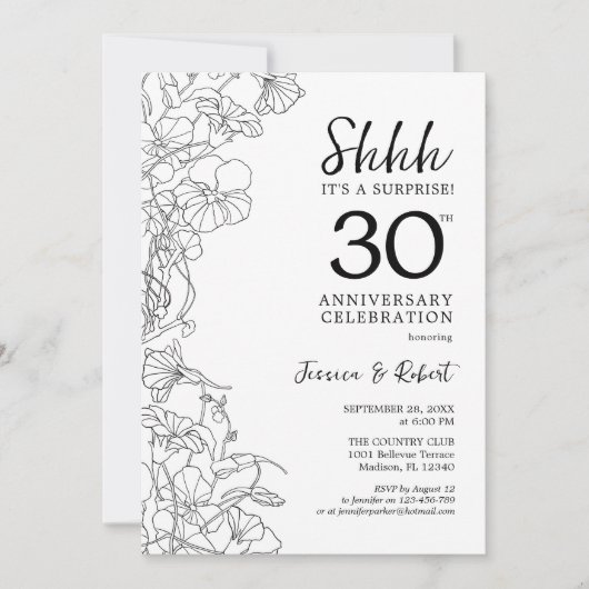 Zwart Witte Verrassing 30ste Verjaardag Kaart (Voorkant)