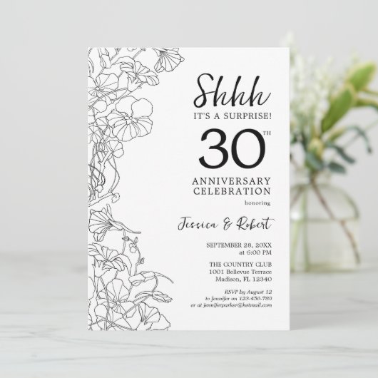 Zwart Witte Verrassing 30ste Verjaardag Kaart (Staand voorkant)