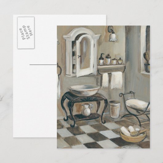 Zwart-witte verrijkte Franse badkamer Briefkaart (Voorkant / Achterkant)