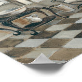 Zwart-witte verrijkte Franse badkamer Poster (Hoek)