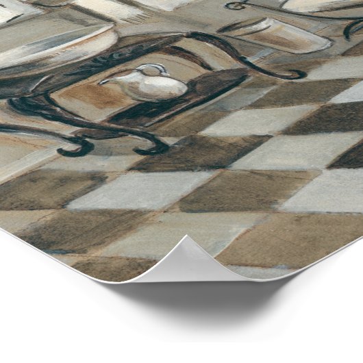 Zwart-witte verrijkte Franse badkamer Poster (Hoek)