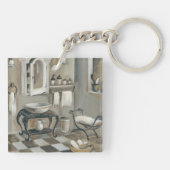 Zwart-witte verrijkte Franse badkamer Sleutelhanger (Achterkant)