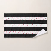 Zwart-witte verticale strepen rode harten bad handdoek (Handdoek)