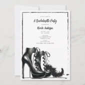 Zwart Witte Veter Stiletto's Boa Bachelorette  Kaart (Voorkant)