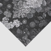 Zwart Witte Victoriaanse Bloemendecoupage Tissuepapier (Detail)