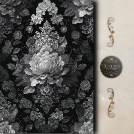 Zwart Witte Victoriaanse Bloemendecoupage Tissuepapier