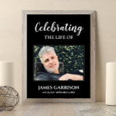 Zwart-witte viering van het leven met foto-rouwadv poster