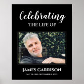 Zwart Witte Viering Van Het Leven Met Foto Rouwdie Poster (Voorkant)