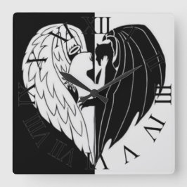 Zwart-witte vierkante muurklok klok