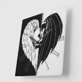 Zwart-witte vierkante muurklok klok (Hoek)