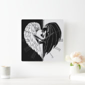 Zwart-witte vierkante muurklok vierkante klok (Huis)