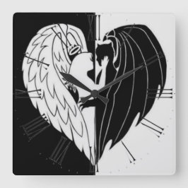 Zwart witte vierkante wandklok